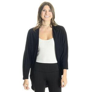 Bobi Black Drape Open Front Dolman Sleeve Cardigan